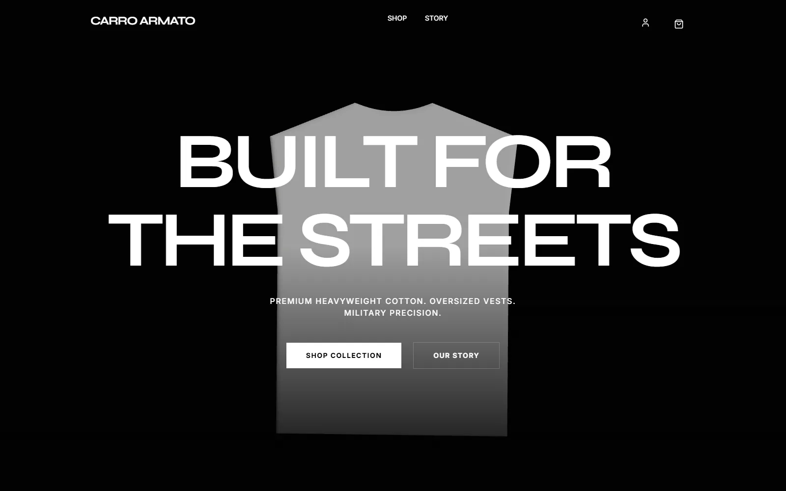 Carro Armato — A streetwear storefront where the product turns as you scroll.
